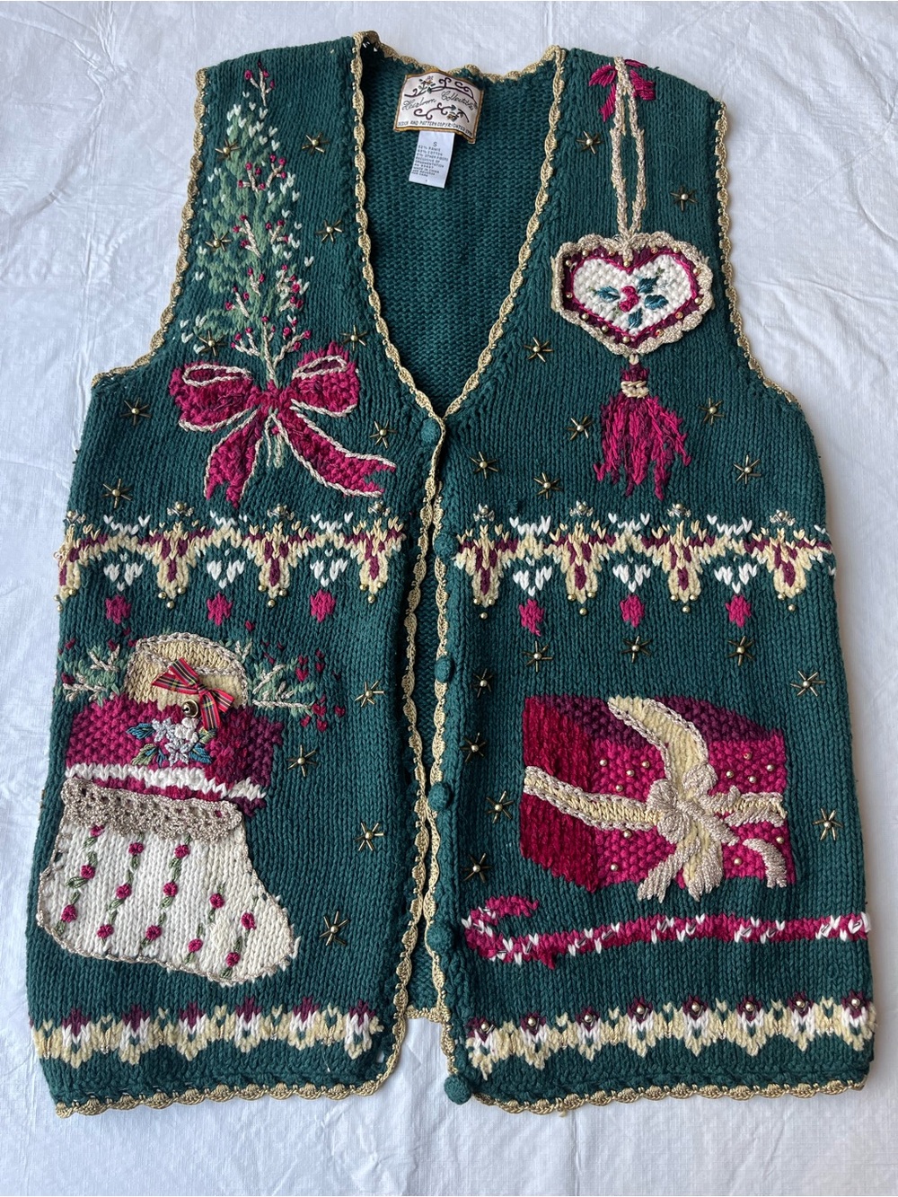 Vintage Heirloom Collectibles Green Christmas Sweater Vest